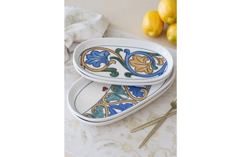 THE MİA LİMONCELLO OVAL SERVİS TABAĞI 2Lİ SET GRİ 29 CM