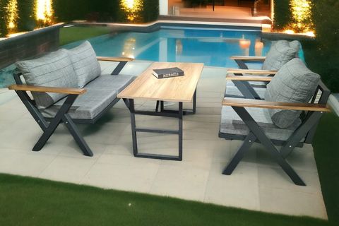 MİLAS BAHÇE BALKON TAKIMI, 2+1+1, AÇIK GRİ
