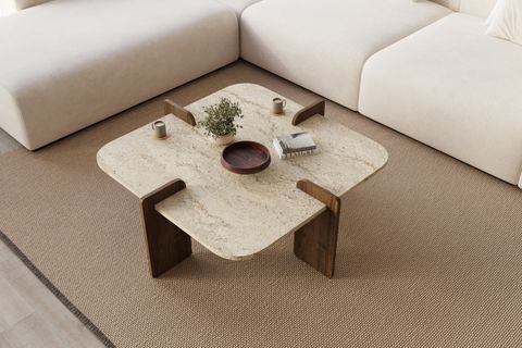 POALLA MODERN MERMER DESEN ORTA SEHPA, KREM