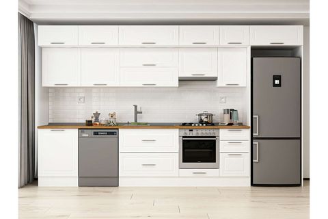 ALVİNKA 385X240 CM KLASİK MEBRAN MUTFAK DOLABI, MB E80S60S45 1 MEBRAN BEYAZ SUNTALAM