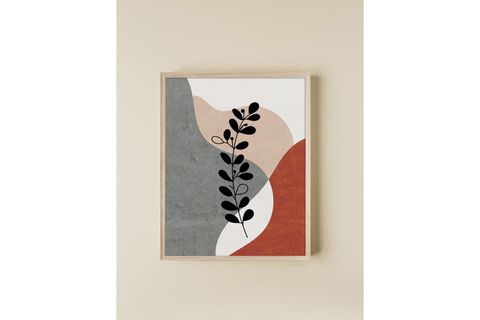 MUNİKA AHŞAP ÇERÇEVELİ SOYUT BİTKİLER ÜÇLÜ TABLO SETİ, 21X30, 095