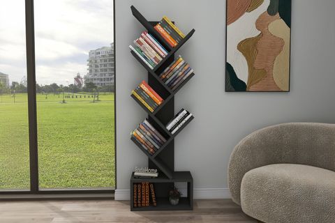 ERİNE ZİKZAK KİTAPLIK, ANTRASİT, 8 RAFLI