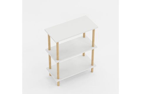 BUKİ DEKORATİF AHŞAP AYAKLI KİTAPLIK, 3 RAFLI, BEYAZ