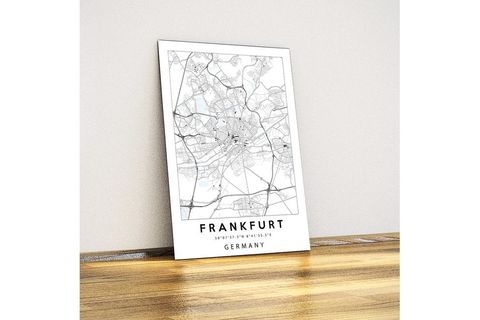 JAVVUZ ALMANYA FRANKFURT HARİTA METAL POSTER