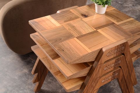 WALNUT ZİGON SEHPA, ÜÇLÜ