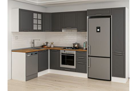 ALVİNKA 180 330X222 CM MBR_C KÖŞE MUTFAK DOLABI, ANTRASİT MDF
