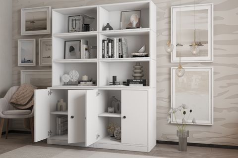 LEKSA 4 KAPAKLI RAFLI KİTAPLIK 130 CM BEYAZ KTP-1291-Ç