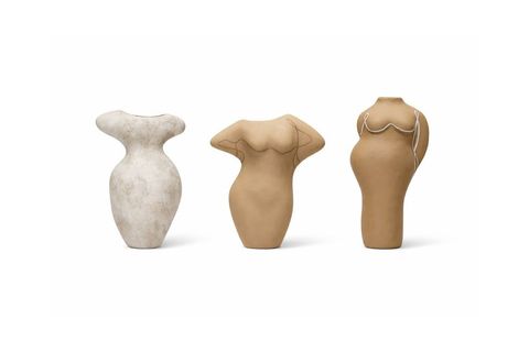 RENKLİ ÜÇLÜ SET TERRACOTTA GÖVDE ŞEKİLLİ VAZOLAR BOHEM