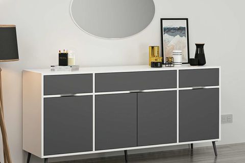 ELİNA AYAKLI KONSOL, AYNALI BEYAZ ANTRASİT