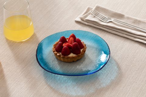 KİTCHEN ESSENTİALS ALTHEA CAM PASTA TABAĞI 21 CM, MAVİ, ALTILI SET