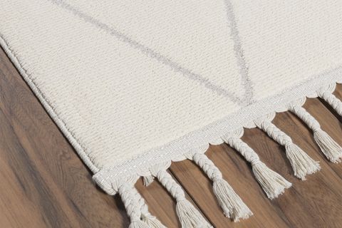 EKO HALI URBAN URB 02 BEYAZ ETNİK HAV TOZ VERMEZ YUMUŞAK KESME YOLLUK HALI 80X450