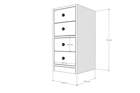 YUSUF KOMODİN, 4 ÇEKMECELİ, HVV-KMD-1006