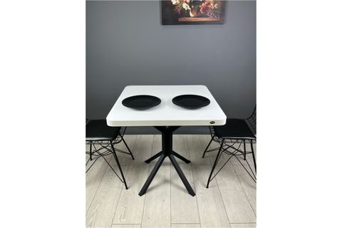 TEPE BEYAZ MUTFAK MASASI SİYAH AYAK 70 CM