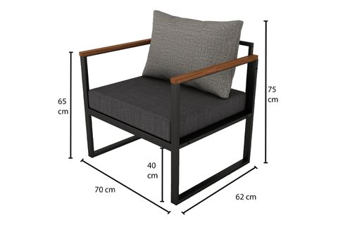 WOODESK NATURE TEKLİ BAHÇE KOLTUĞU, GRİ, CPT5501-70