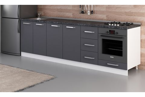 MİNAR 270 CM MUTFAK DOLABI BEYAZ ANTRASİT 270-A6-ALT MODÜL