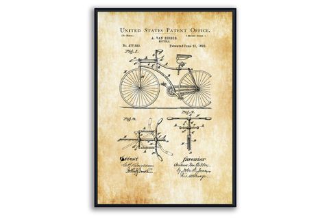 AHŞAP ÇERÇEVELİ VİNTAGE TABLO SETİ, BİSİKLET, 50X70
