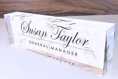 OFİS MASASI İSİMLİK, BEYAZ MERMER 2