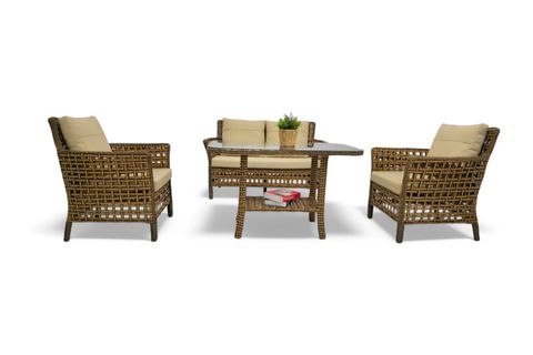 PAVİA RATTAN İKİLİ BAHÇE MOBİLYASI, KAHVERENGİ