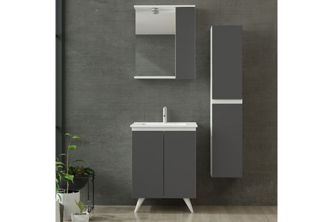 NİKA BANYO DOLABI 65CM AY2K 1K1A ETJ BOY BEYAZ ANTRASİT
