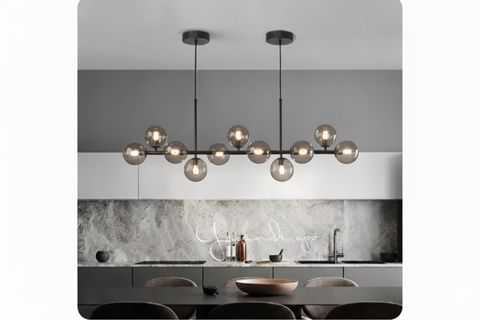 SELİN SIRALI FÜME CAMLI SİYAH AVİZE