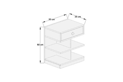 ASYA KOMODİN, TEK ÇEKMECELİ RAFLI, BEYAZ