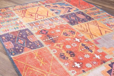 ARTLOOP PATCHWORK DESENLİ JAZZ DEKORATİF ŞÖNİL DOKUMA RENKLİ HALI AL 332 230X230