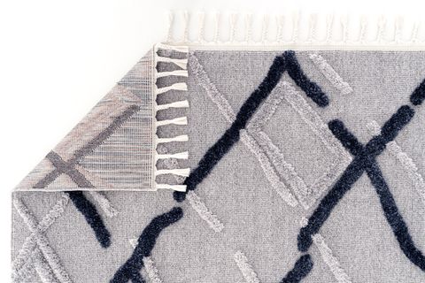 EKO HALI TERAZZO TRZ 03 GREY NAVY GRİ LACİVERT ETNİK ÖRGÜ YUMUŞAK DOKULU İSKANDİNAV HALI 160X230