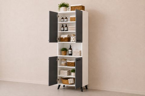 LİSTRA 4 KAPAKLI ÇOK AMAÇLI DOLAP, ANTRASİT BEYAZ, 170,8 CM