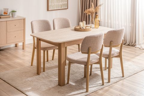 HAVEN AÇILIR YEMEK MASASI, MEŞE TRAVERTEN, 86X190