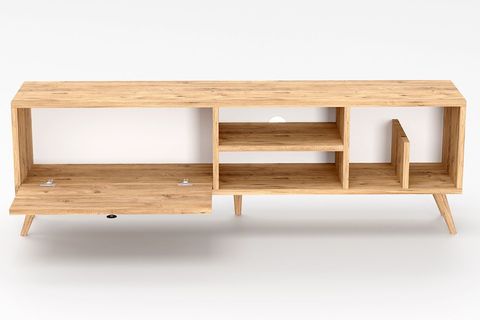 LENA KİTAPLIK BÖLÜMLÜ TV SEHPASI, ÇAM, 140 CM