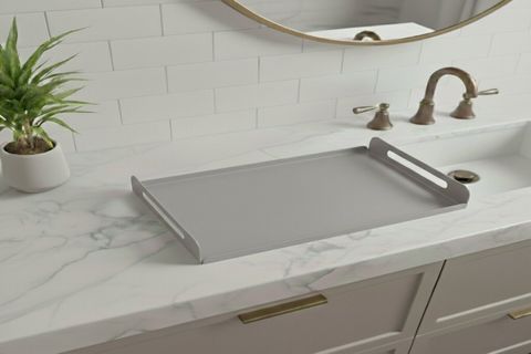 GALVANİZ METAL DEKORATİF BANYO TABLASI, AÇIK GRİ, 5030 CM