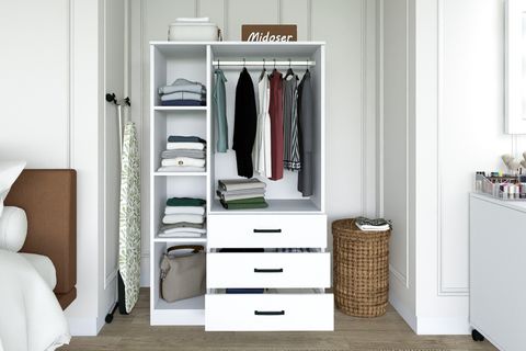 MİDOSER EASY 3 KAPILI 3 ÇEKMECELİ ELBİSE DOLABI-GARDIROP BEYAZ