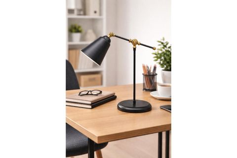 NAVAHO MASA LAMBASI ABAJUR SİYAH STATİK BOYALI