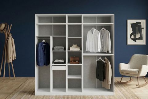 LUNA NOX AYNALI GARDIROP, ÇITALI, BEYAZ, 5 KAPAKLI