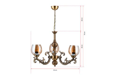 SAVA ZAMAK AVİZE BAL RENGİ CAMLI, BEŞ KOLLU