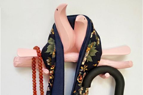 DAL ÜSTÜNDE İKİLİ KUŞ DEKOR ASKILIK, PEMBE