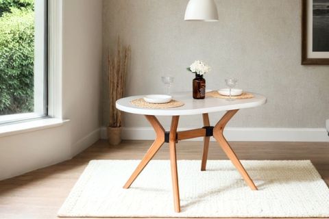 CASSANDRA NATURAL BEYAZ BENÇLİ MASA SANDALYE TAKIMI, 80X130