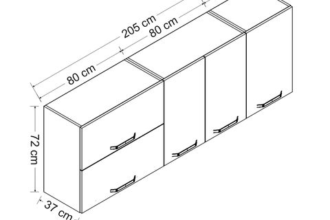 MİNAR 205 CM MUTFAK DOLABI BEYAZ 205-B2-ÜST MODÜL
