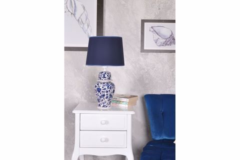 QDEC BLEU BLANC ŞAH VAZO ABAJUR, LOTUS, MAVİ