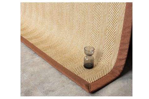 BORDÜRLÜ HASIR DOKULU SİSAL MAKİNE HALISI, BEJ, 120X600