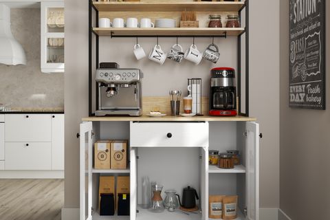 LUMERA KAHVE KÖŞESİ AİRFRY DOLABI, 4 KAPAKLI 1 ÇEKMECELİ, SİYAH