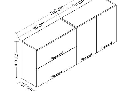 MİNAR 180 CM MUTFAK DOLABI BEYAZ 180-B2-ÜST MODÜL