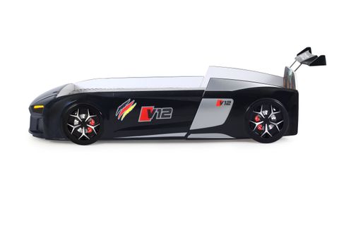 AUDİ IŞIKLI ARABALI YATAK, SİYAH, V12