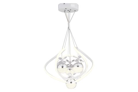 BALCA DÖRTLÜ 3 RENKLİ LED AVİZE, BEYAZ KROM