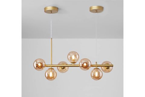 AYTEN SIRALI YEDİLİ GOLD KASALI BAL CAMLI AVİZE, ESKİTME
