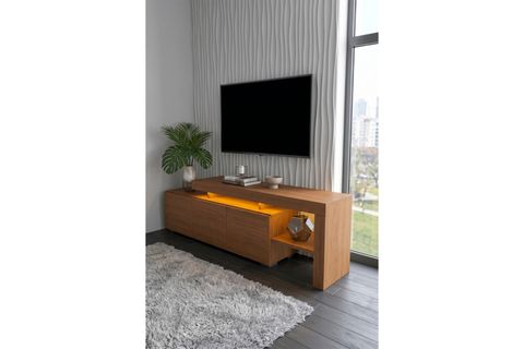 LUMA LED IŞIKLI TV ÜNİTESİ, CEVİZ, 160 CM