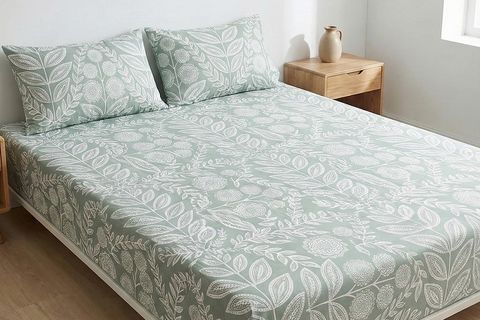 MAKİ HOME ÇİFT KİŞİLİK LASTİKLİ ÇARŞAF VE YASTIK KILIFI SETİ, ÇİÇEK DESENLİ, 160X200, 50X70