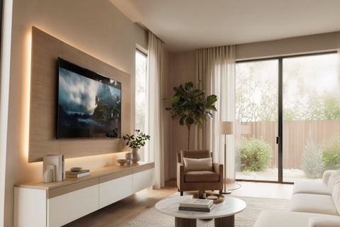 PURELINE LEDLİ DUVAR TV ÜNİTESİ, BEYAZ MEŞE, 140 CM
