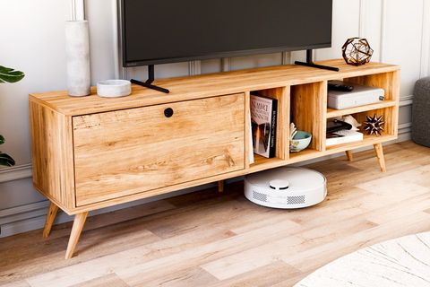 BUKA GENİŞ TEK KAPAKLI TV SEHPASI, ÇAM, 140 CM