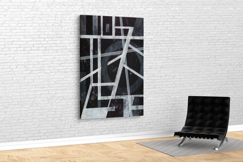 TABLO360 GEOMETRİK DESENLİ KANVAS TABLO SİYAH BEYAZ 75X50